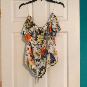 Off the shoulder floral shirt